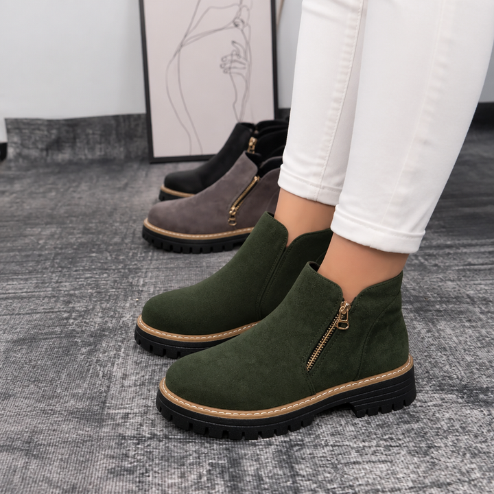 Rayaan | Bottines zippées à talon carré