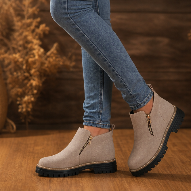 Rayaan | Bottines zippées à talon carré