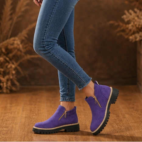 Rayaan | Bottines zippées à talon carré