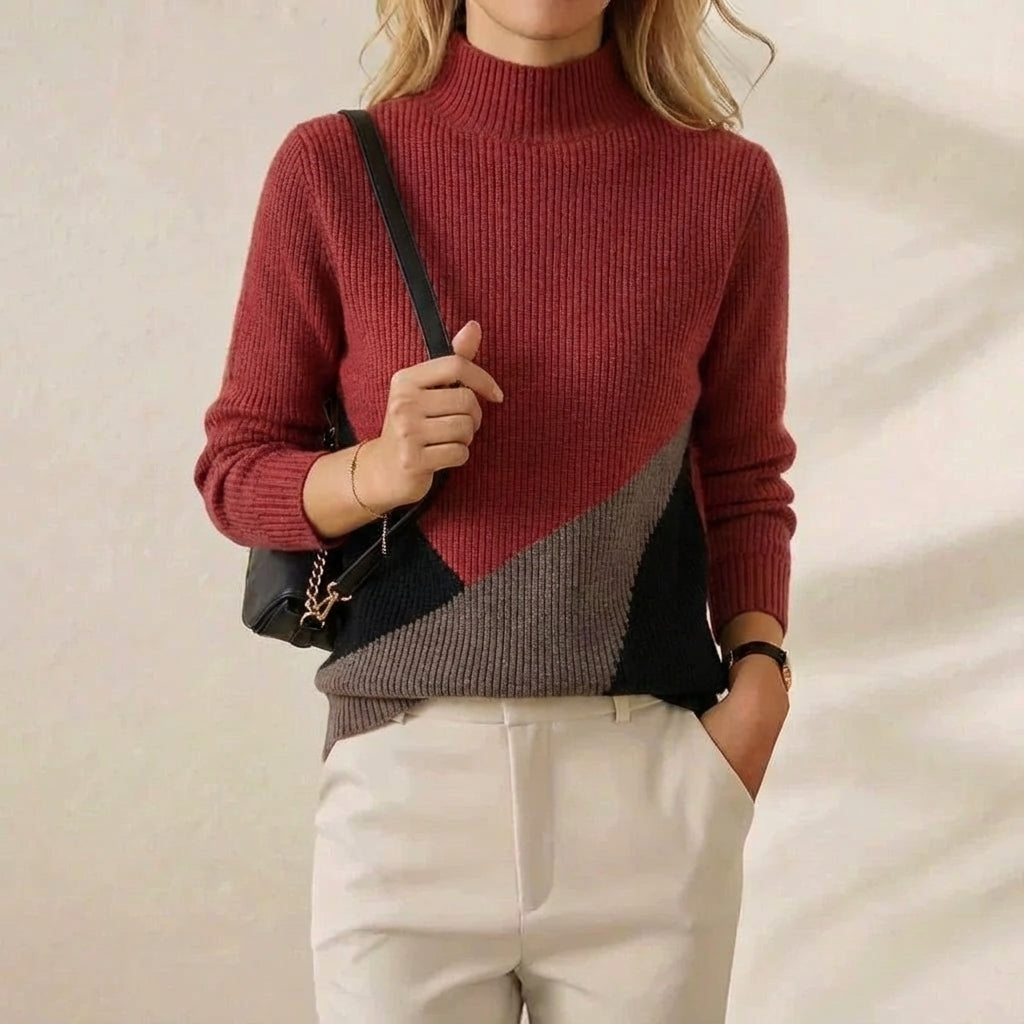 Sirat | Colour-Block Mock Neck Sweater