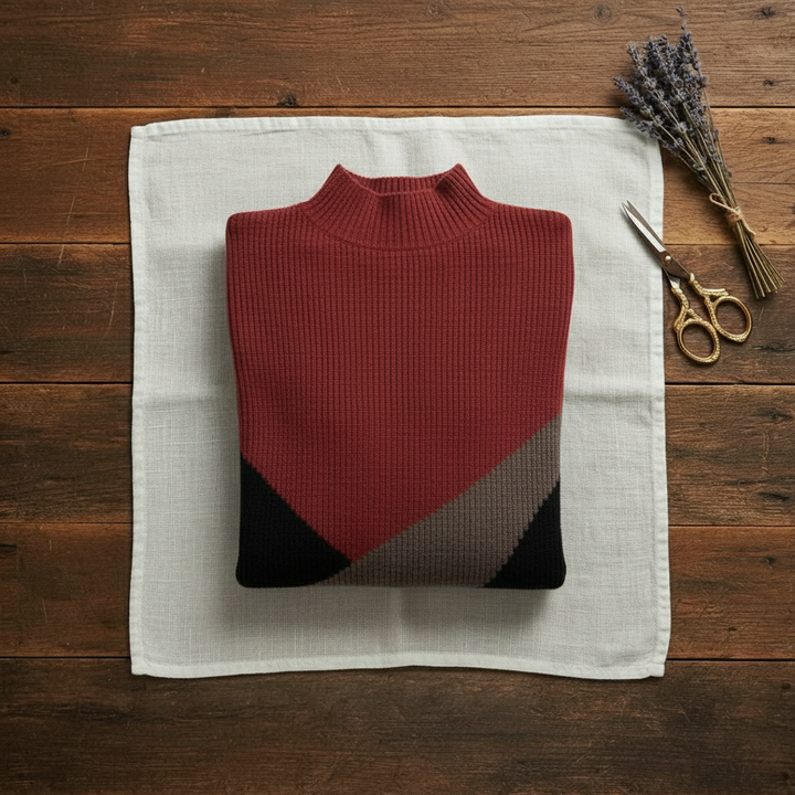 Sirat | Colour-Block Mock Neck Sweater