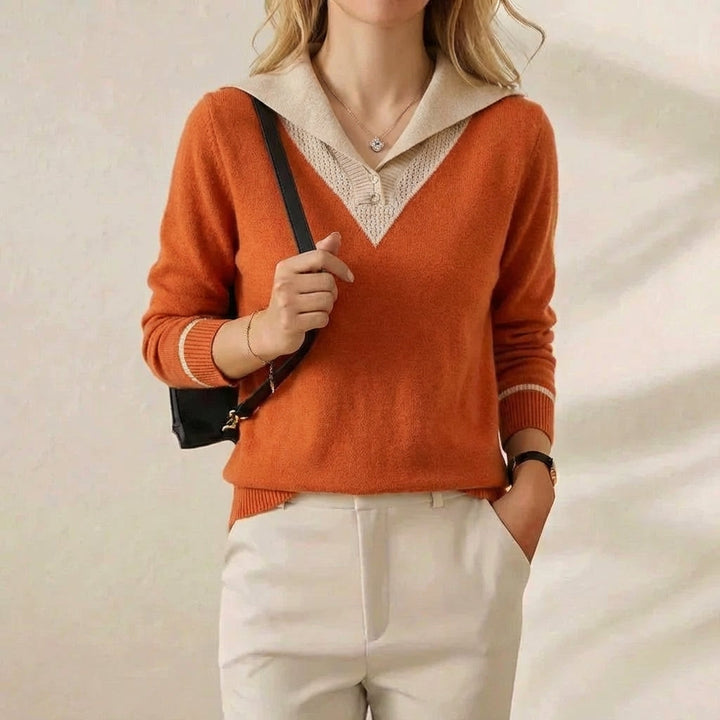 Mathea | Contrast Collar Knit Sweater