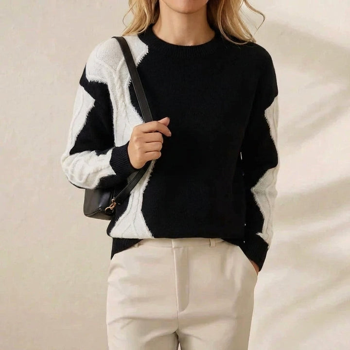Bryanna | Colour-Block Knit Crew Neck Sweater