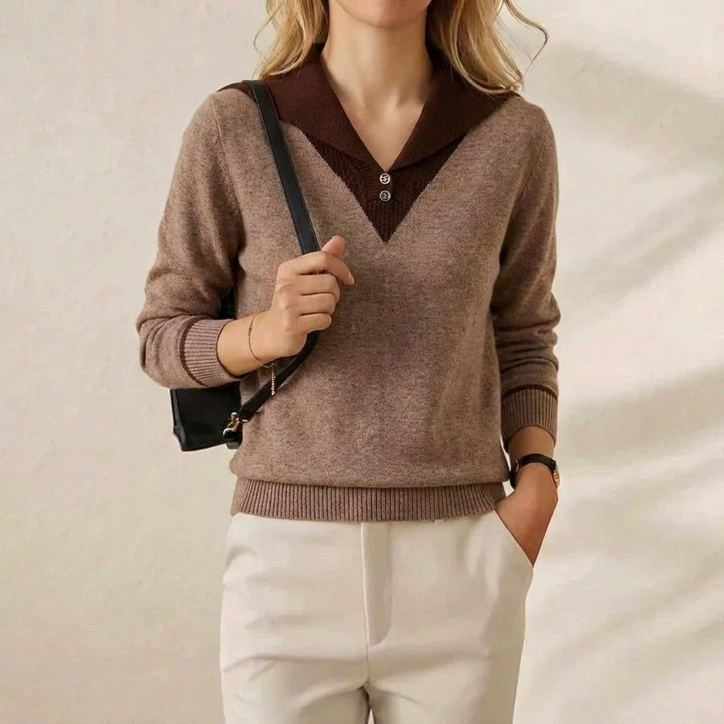 Mathea | Contrast Collar Knit Sweater