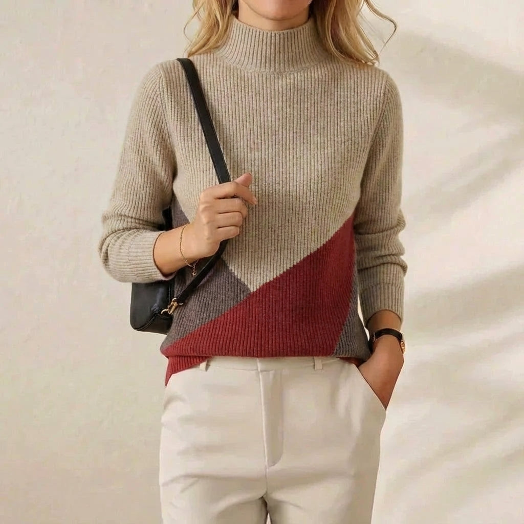 Sirat | Colour-Block Mock Neck Sweater