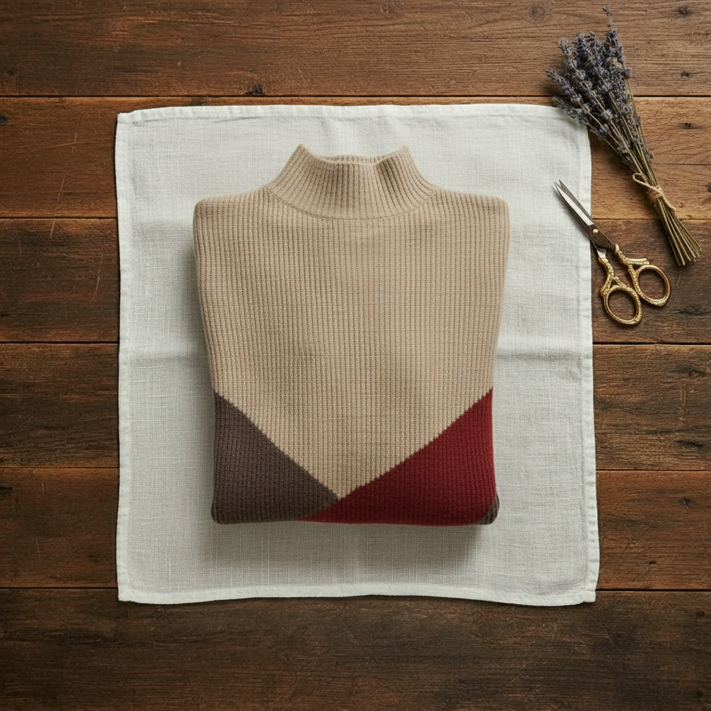 Rebecca | Colour-Block Turtleneck Knit Sweater