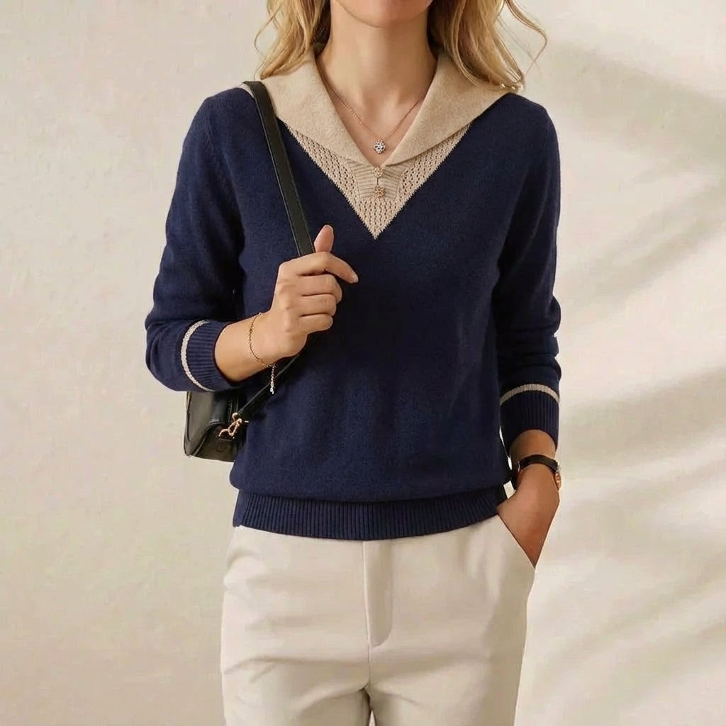Mathea | Contrast Collar Knit Sweater