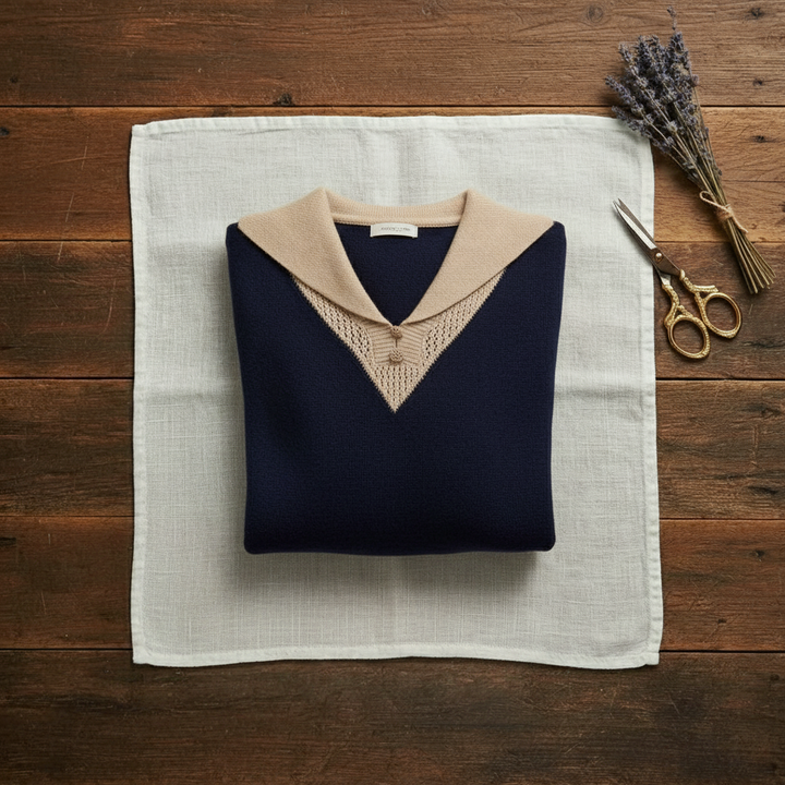 Mathea | Contrast Collar Knit Sweater