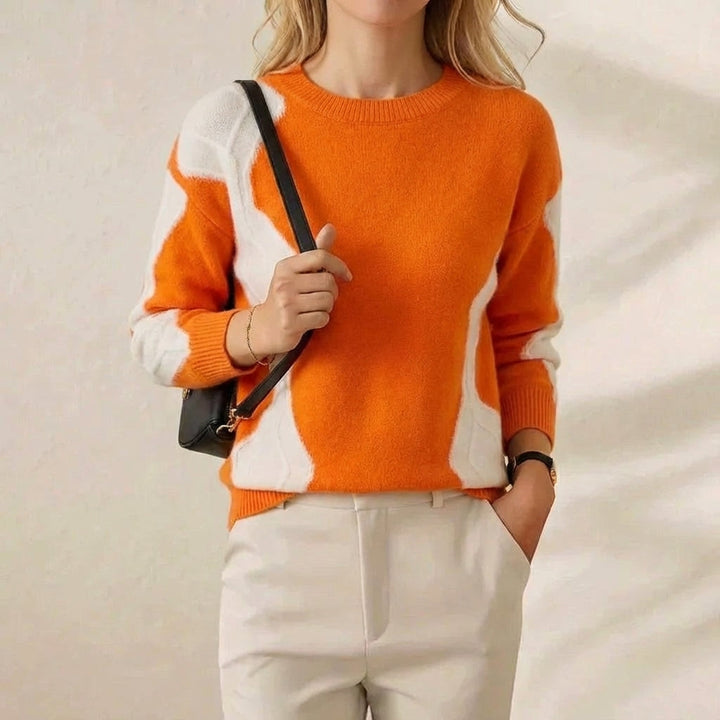 Bryanna | Colour-Block Knit Crew Neck Sweater