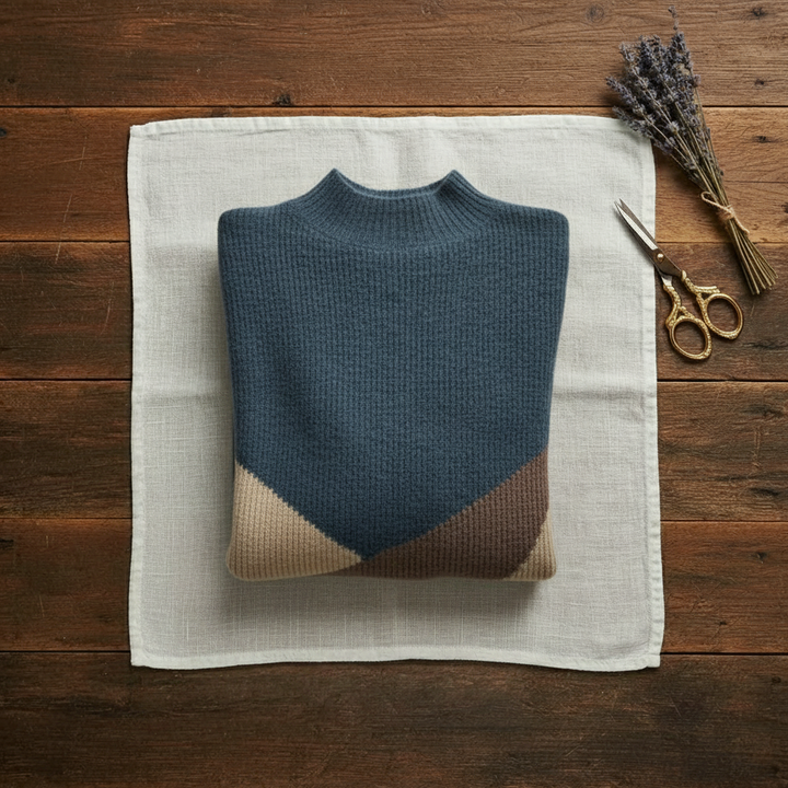 Sirat | Colour-Block Mock Neck Sweater