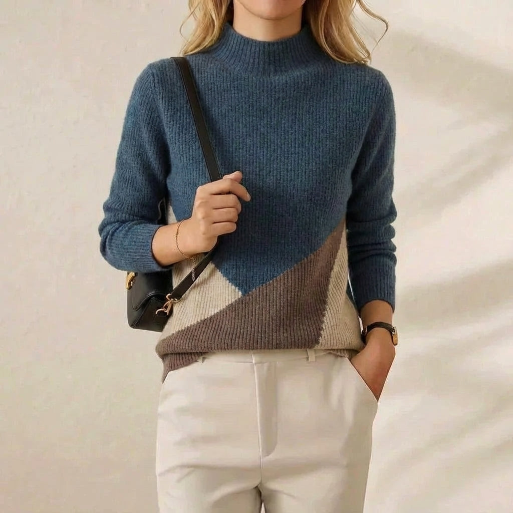 Rebecca | Colour-Block Turtleneck Knit Sweater