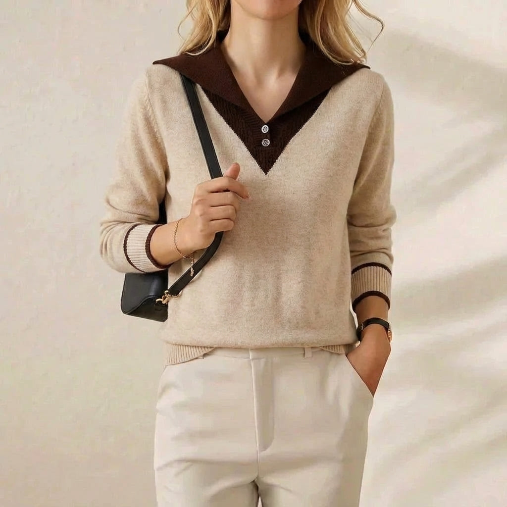 Mathea | Contrast Collar Knit Sweater