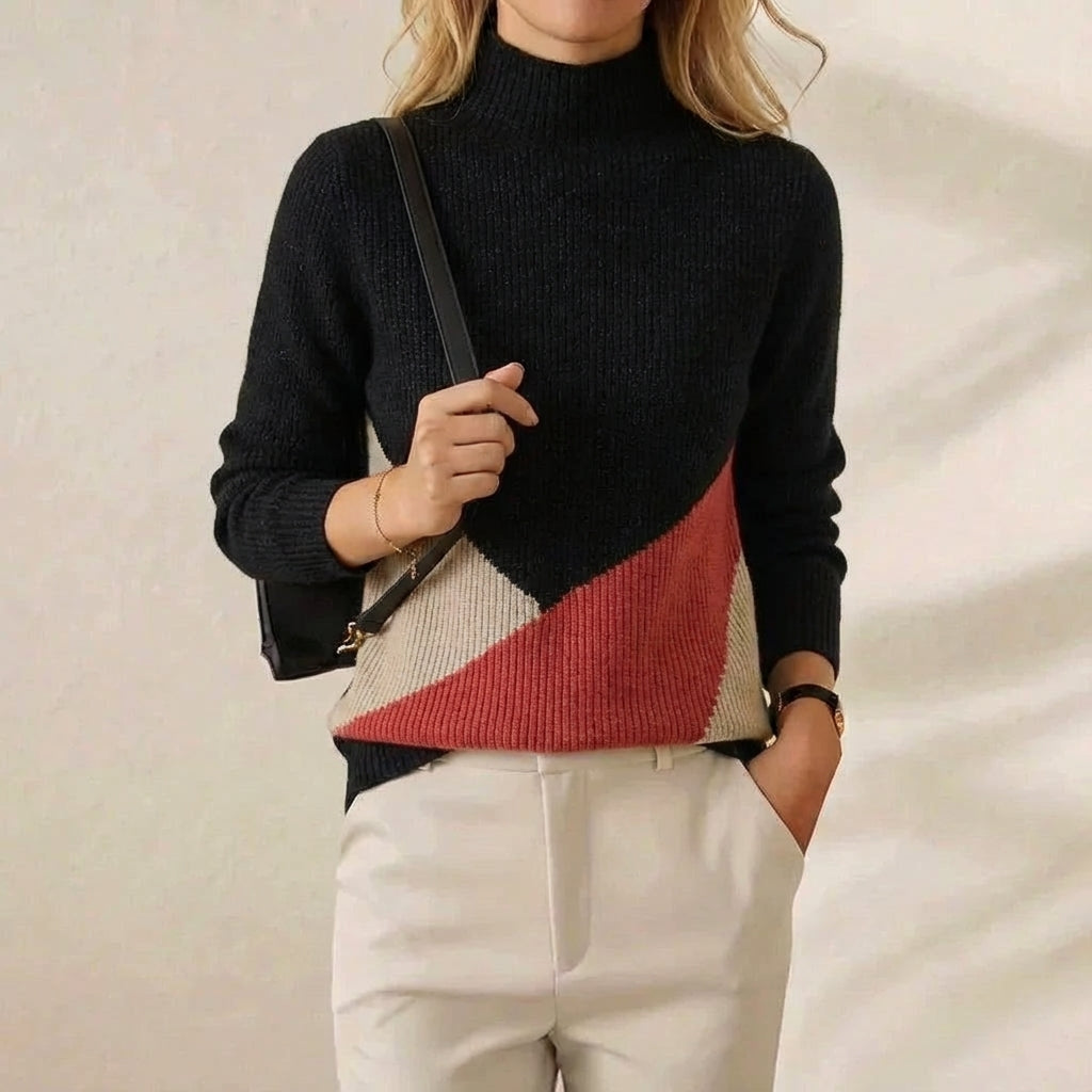 Sirat | Colour-Block Mock Neck Sweater