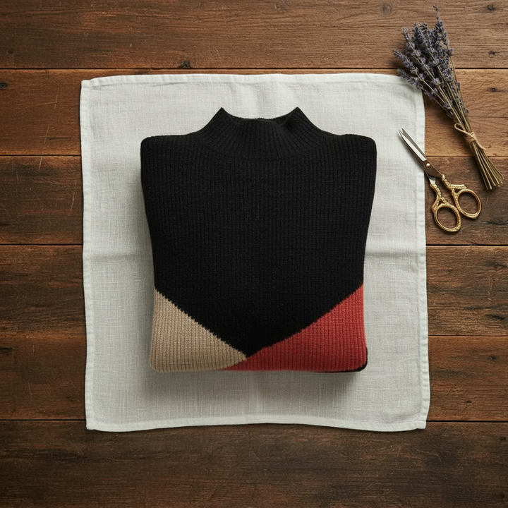 Sirat | Colour-Block Mock Neck Sweater