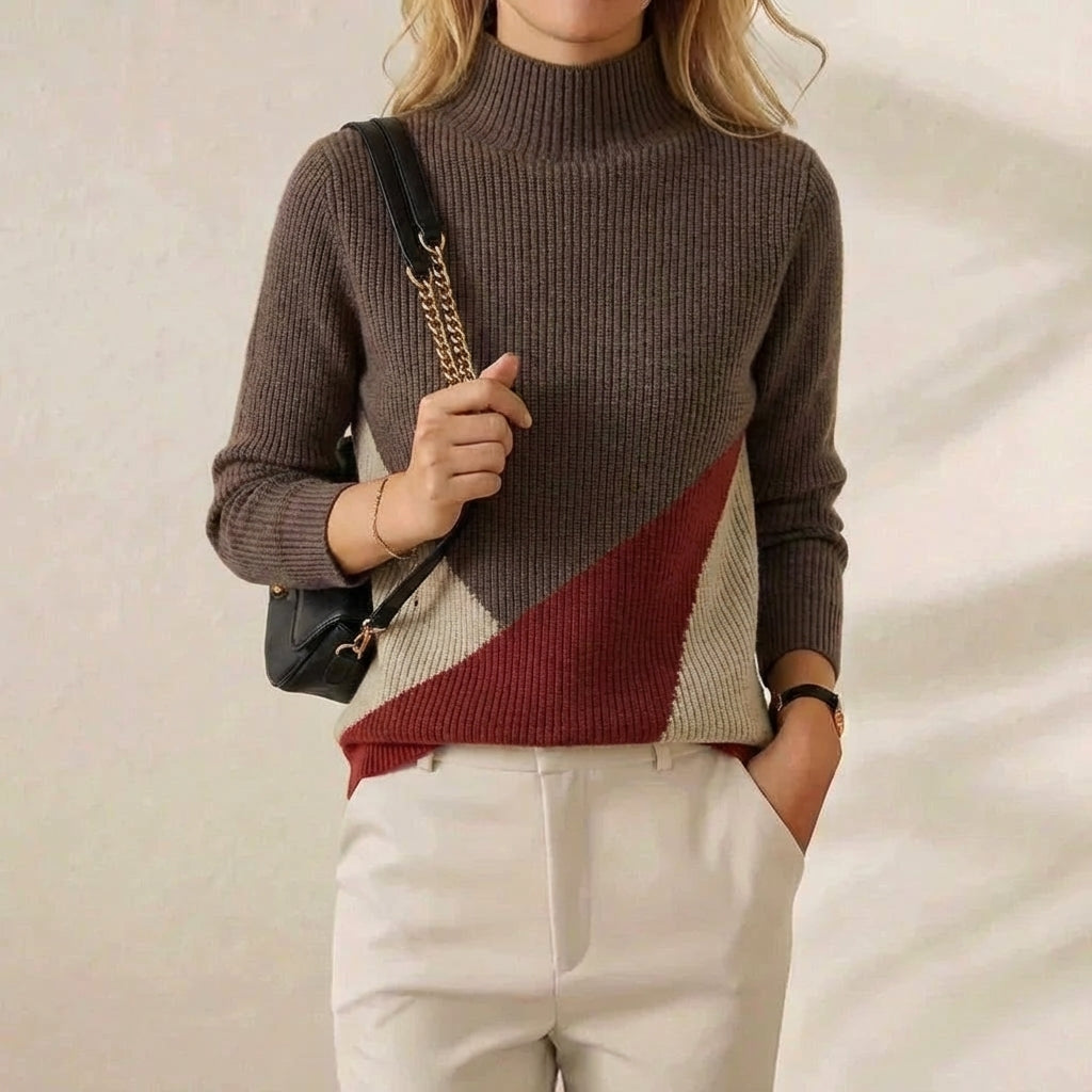 Sirat | Colour-Block Mock Neck Sweater