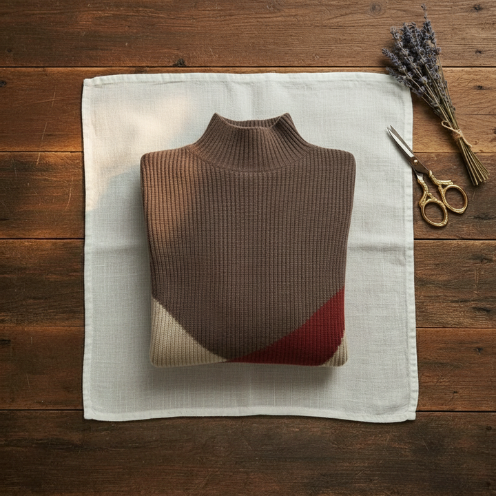 Sirat | Colour-Block Mock Neck Sweater