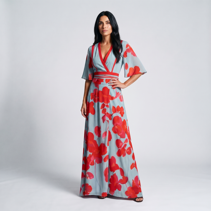 Fleur Floral Wrap Maxi Dress front angle