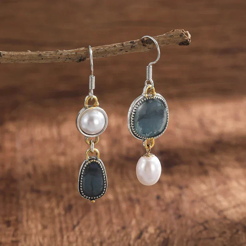 Brittani | Retro Blue Natural Stone Earrings