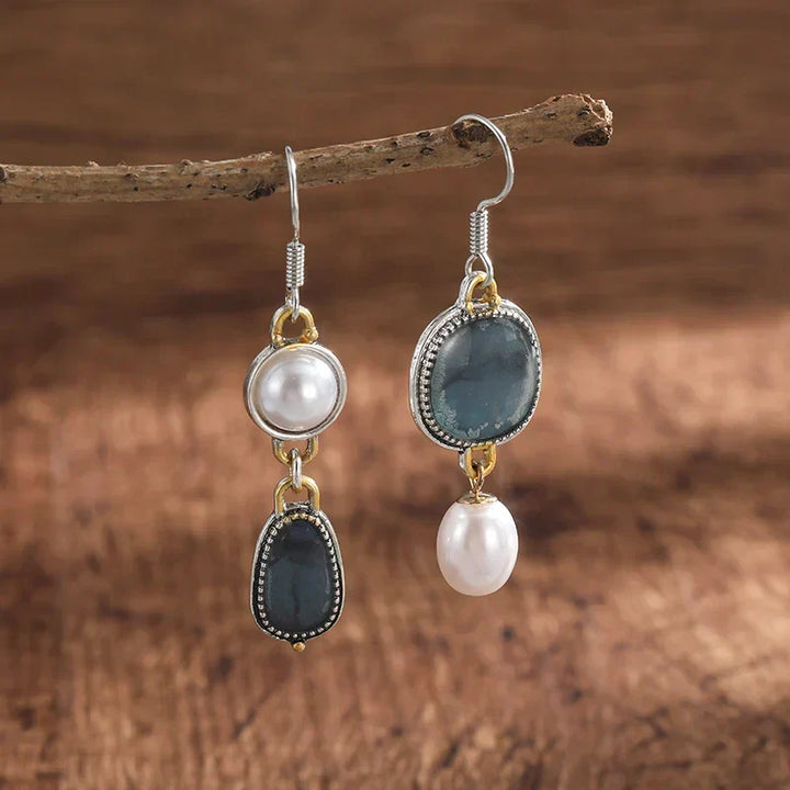 Brittani | Retro Blue Natural Stone Earrings