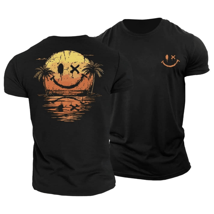 Oscar Summer Smiley Print T-Shirt - Black
