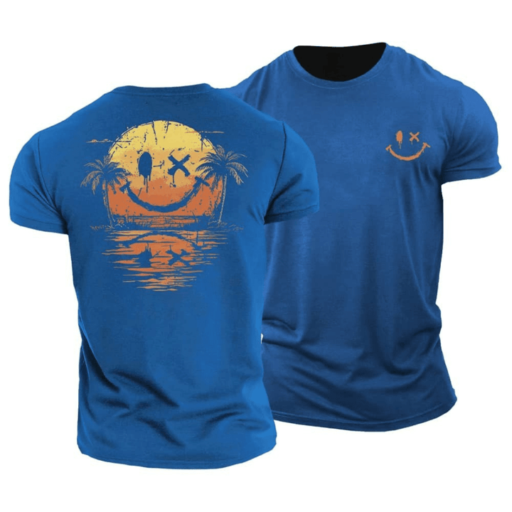 Oscar Summer Smiley Print T-Shirt - Blue