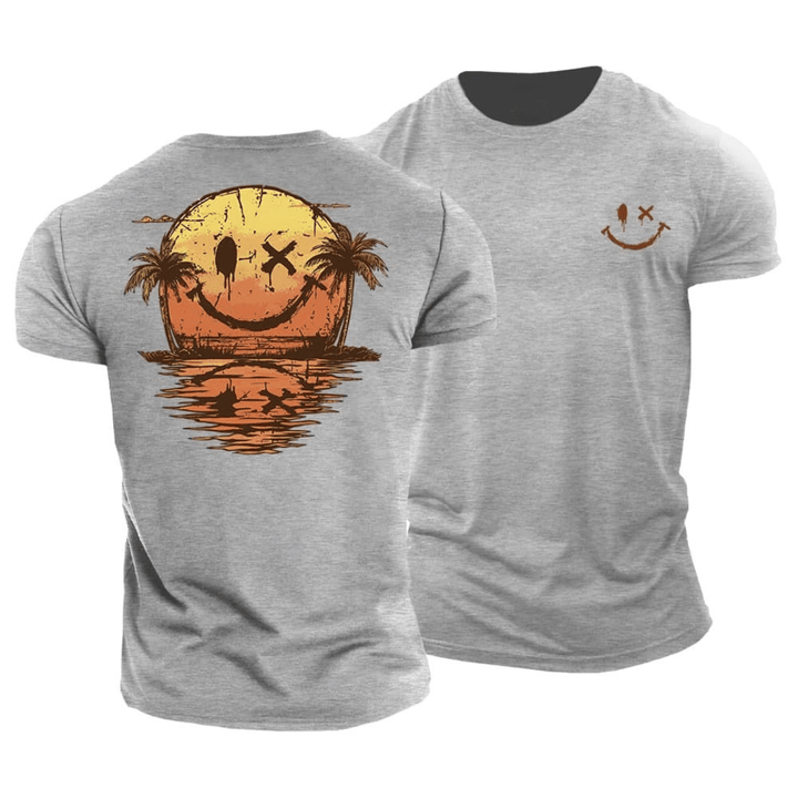 Oscar Summer Smiley Print T-Shirt - Grey