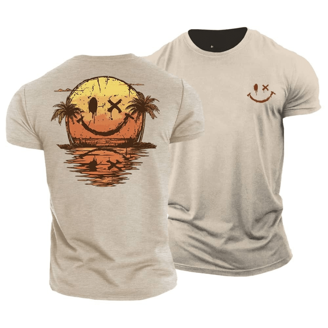 Oscar Summer Smiley Print T-Shirt - Beige