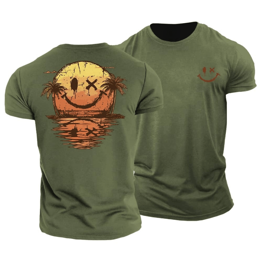 Oscar Summer Smiley Print T-Shirt - Green